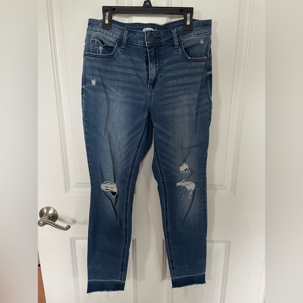 Distressed High Wasted Skinny Blue Jeans